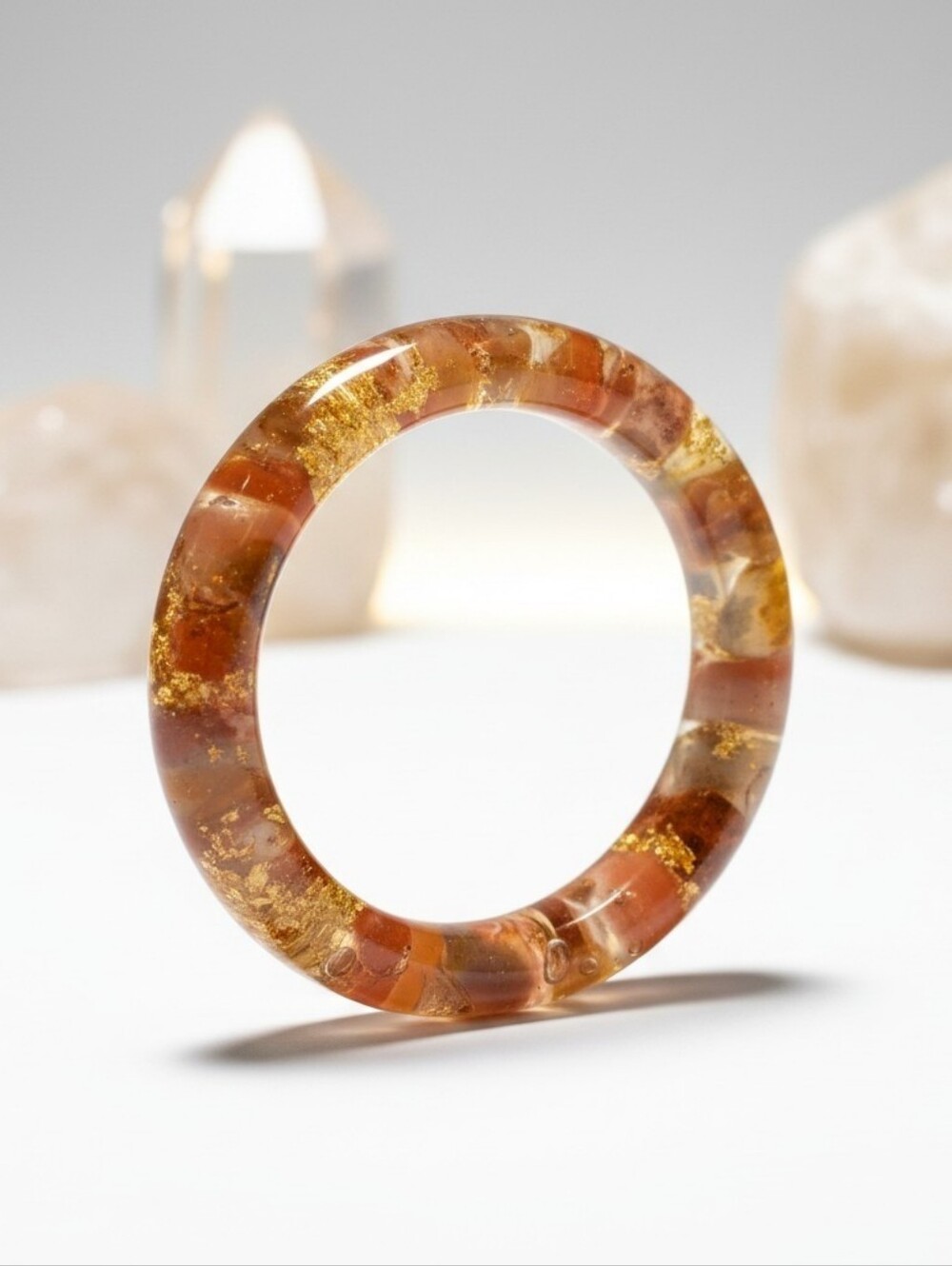 Gold Fleck Carnelian  Resin Bangle - Women Jewelry Bracelets